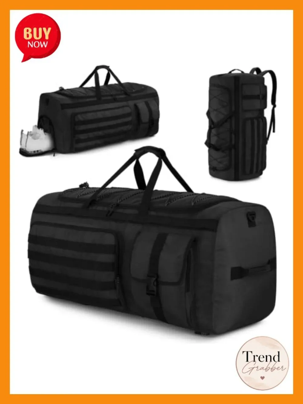 90L Convertible Duffel Backpack Travel Sports Gym Bag with Shoe Pocket